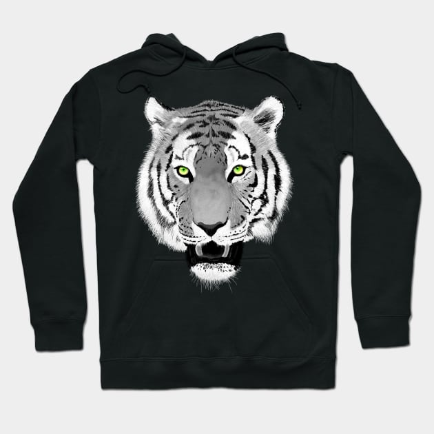 Tiger Face Wildlife Art Hoodie by macdonaldcreativestudios